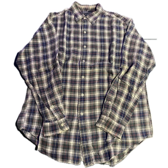 VTG 1990s Polo Ralph Lauren Wayland Navy Plaid Tartan Quiet Luxury Oxford - Picture 1 of 2